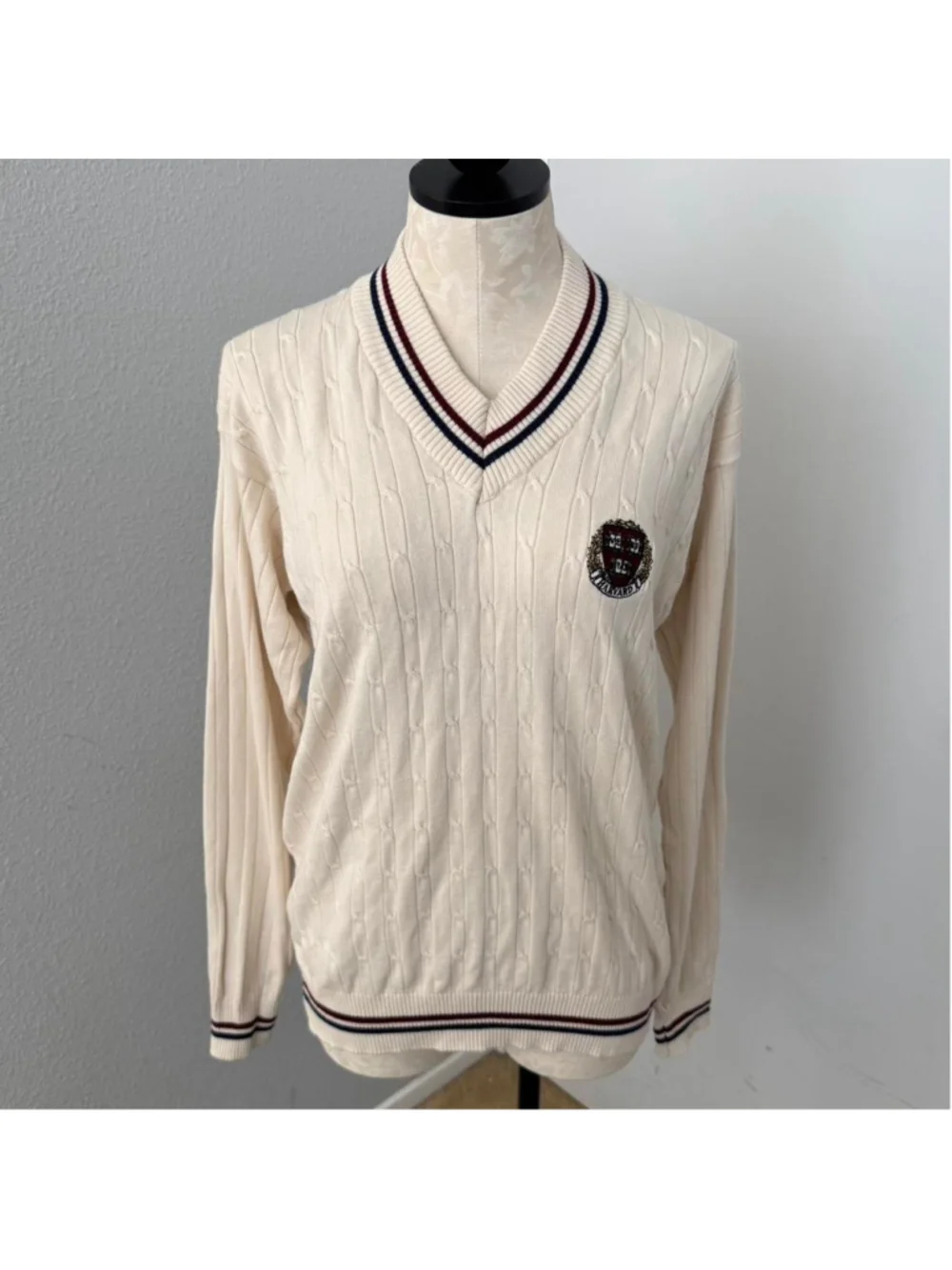 The Coop Harvard Seal Cable Knit Cricket Sweater - Size XL